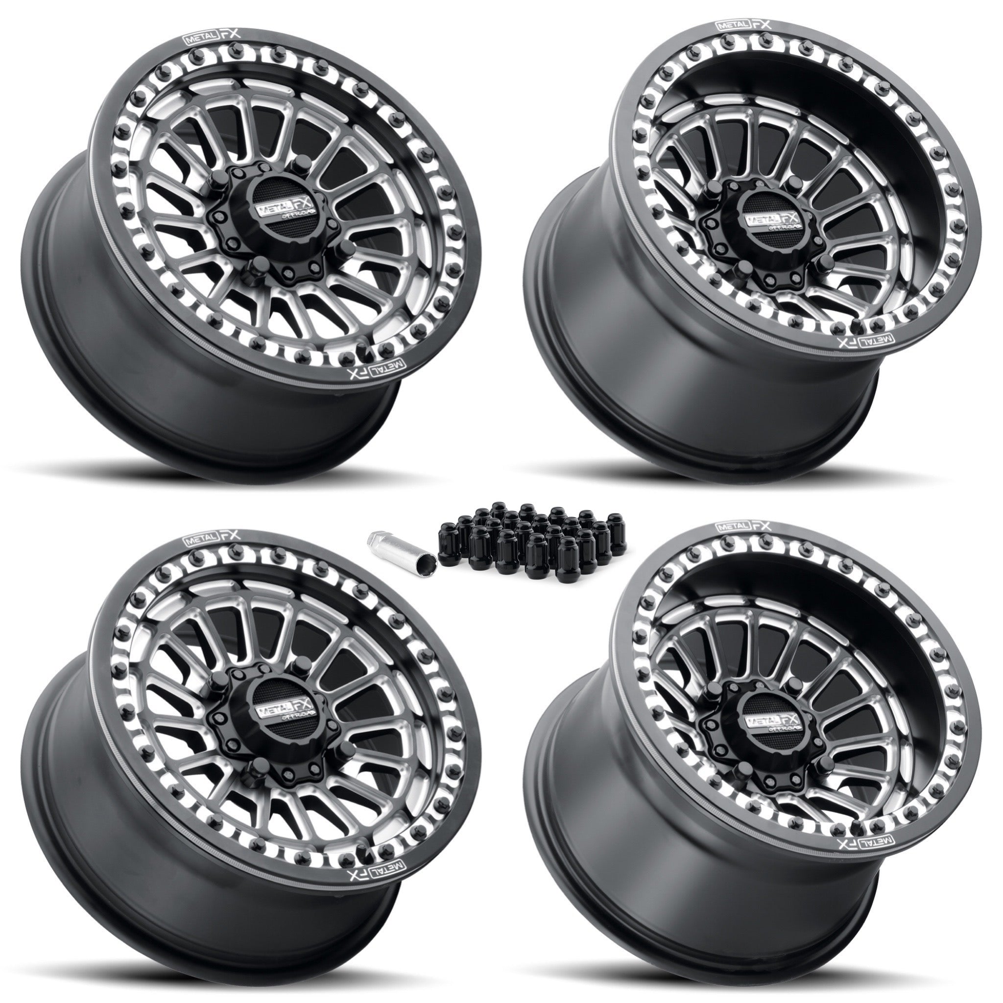 Delta Beadlock | Satin Black Contrast Cut | UTV Wheel Kit